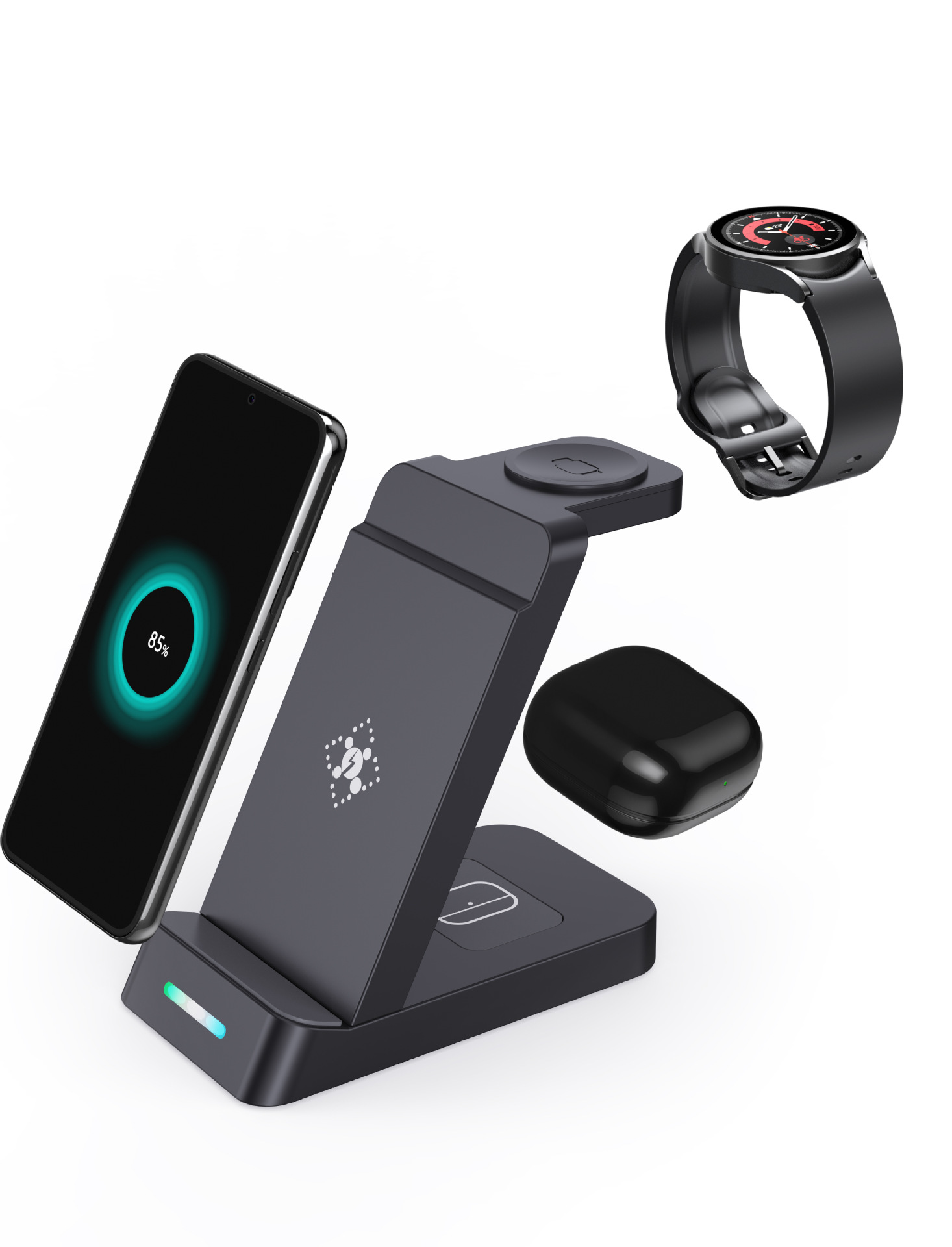 IIYBC Đồng hồ tai nghe điện thoại di động ba trong một bộ sạc nhanh không dây cho iPhone Samsung sạc không dây