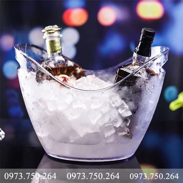 Xô đựng đá ướp rượu vang 4 lít Đen, Trong suốt