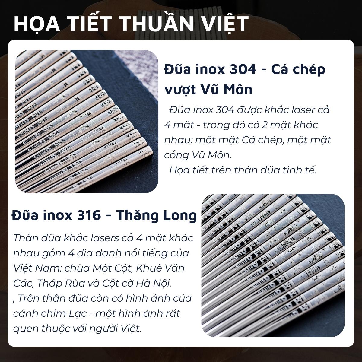 01 hộp đũa Inox 304 / 316 cao cấp DandiHome ( có thể lựa chọn 5 đôi hoặc 10 đôi)