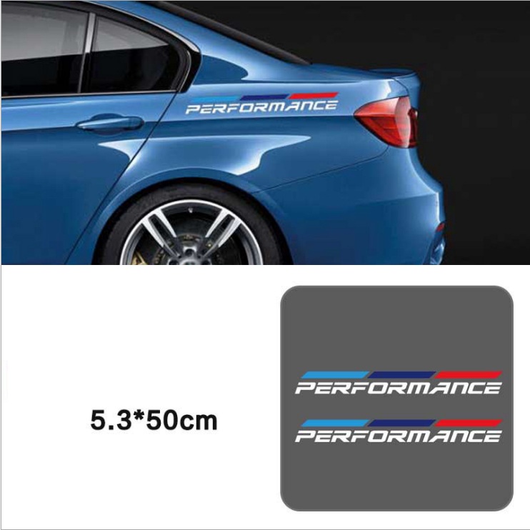 [HCM]Bộ 2 tem dán cửa xe ô tô Performance 02 (trắng)
