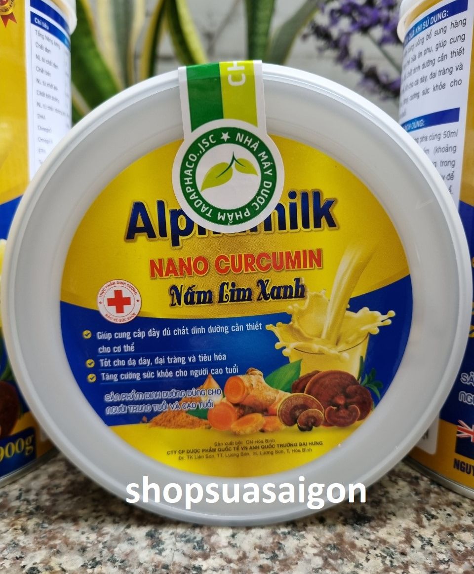 [900gr/hộp-Date 2026] Sữa bột ALPHAMILK NANO CURCUMIN NẤM LIM XANH.