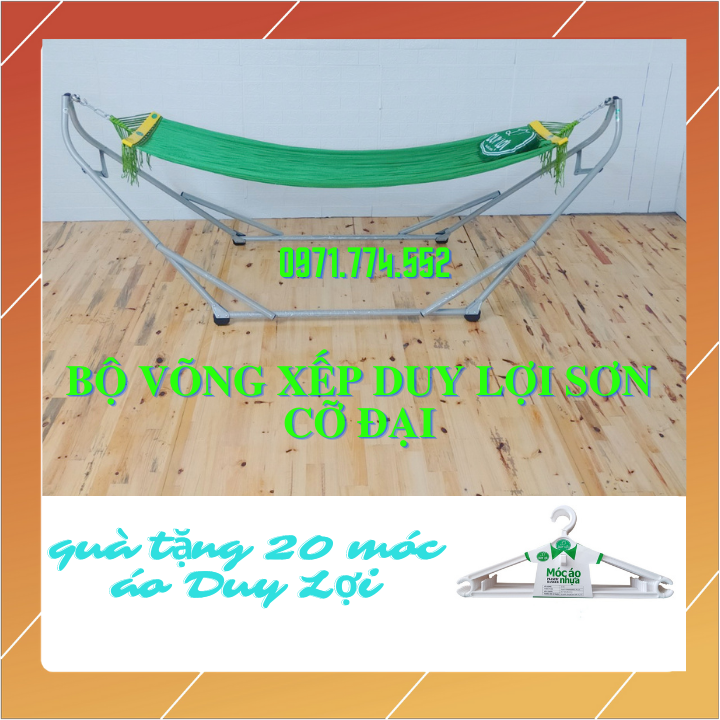 Bộ Võng Xếp Duy Lợi Thép Cỡ Đại gồm khung võng +võng lưới cỡ đại