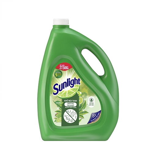 Nước rửa chén Sunlight Extra khử mùi tanh Matcha trà Nhật 3.6kg
