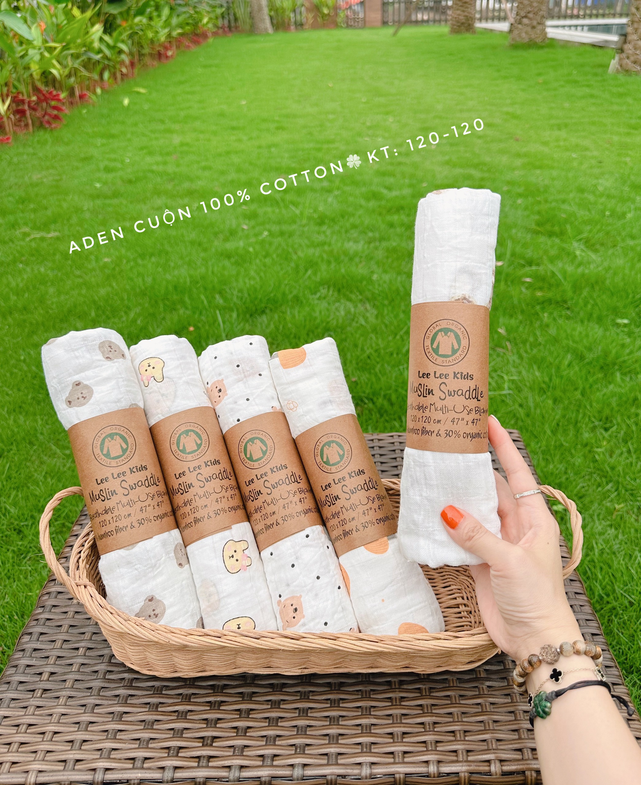 khăn xô tắm Muslin Swaddle Organic cotton