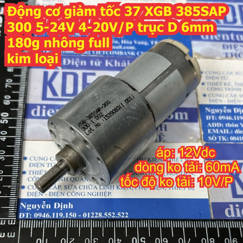 Động cơ giảm tốc 37 XGB 385SAP 300 5-24V 4-20V/P trục D 6mm 180g nhông full kim loại kde2562