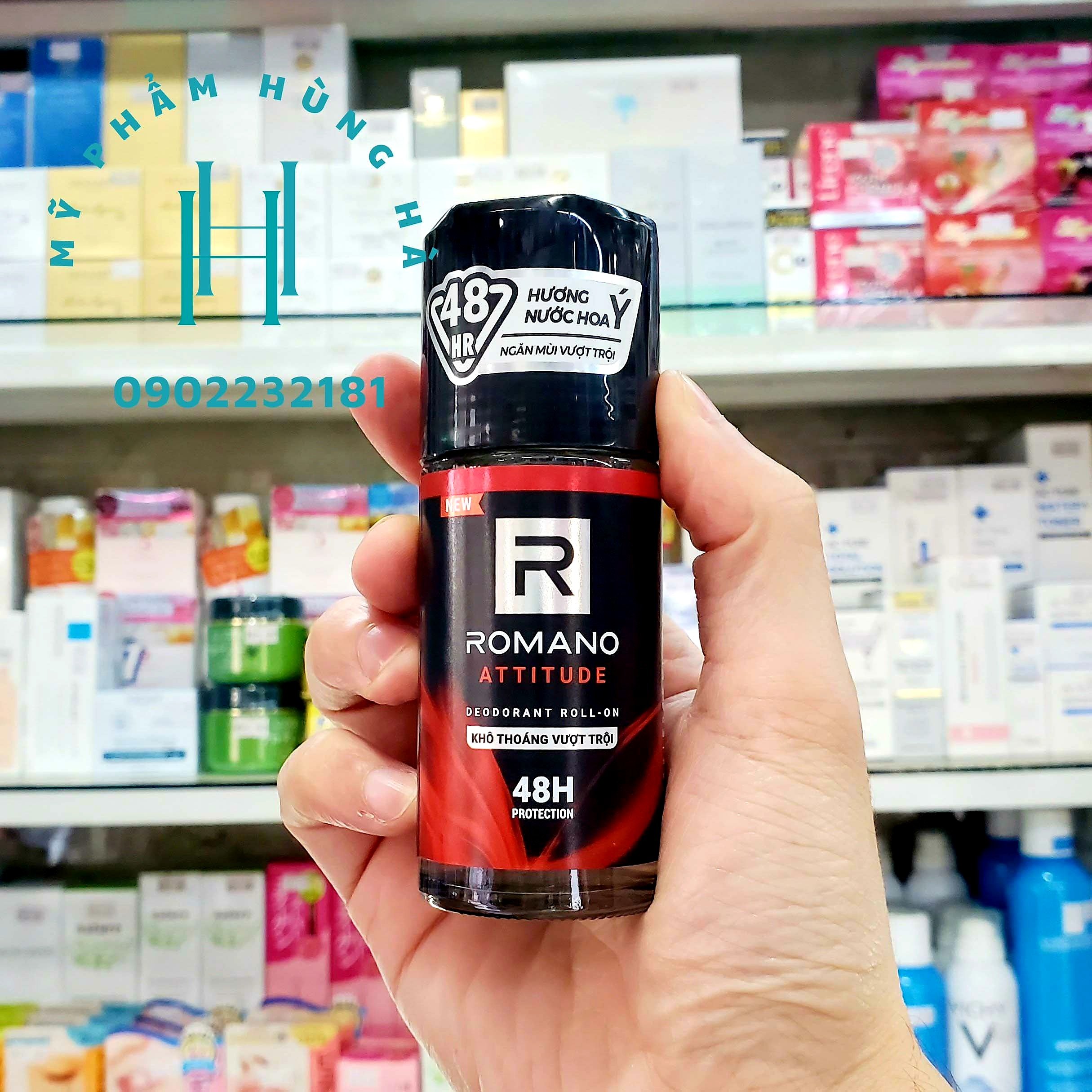 Lăn khử mùi Romano, lăn khử mùi cơ thể, lăn khử mùi nước hoa, khô thoáng 24h Romano Attitude 50ml