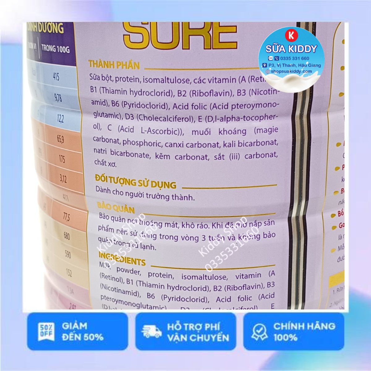 Sữa bột Gold Beta sure xương khớp 900g (GOLDMILK) (kiddy1234)