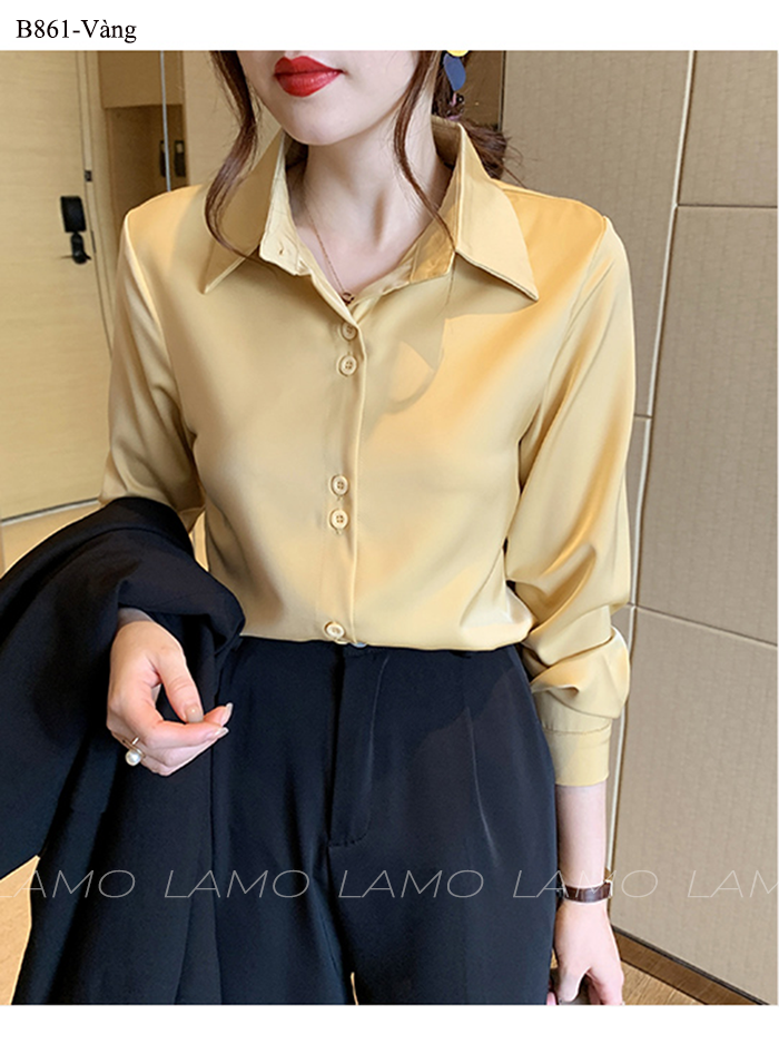 ÁO SƠ MI CÔNG SỞ NỮ NÚT ĐÔI LỤA NGỌC TRAI-B861