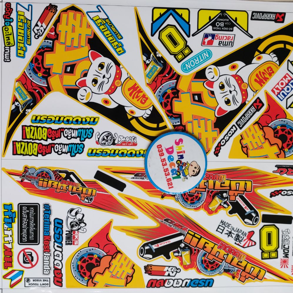 [HCM]Tem xe vario mèo thần tài chữ thái