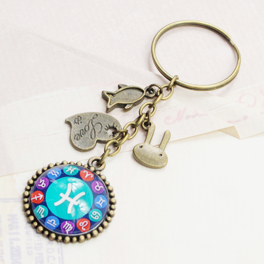 Móc khóa 12 cung hoàng đạo Zodiac tông xanh dương 06646-M14