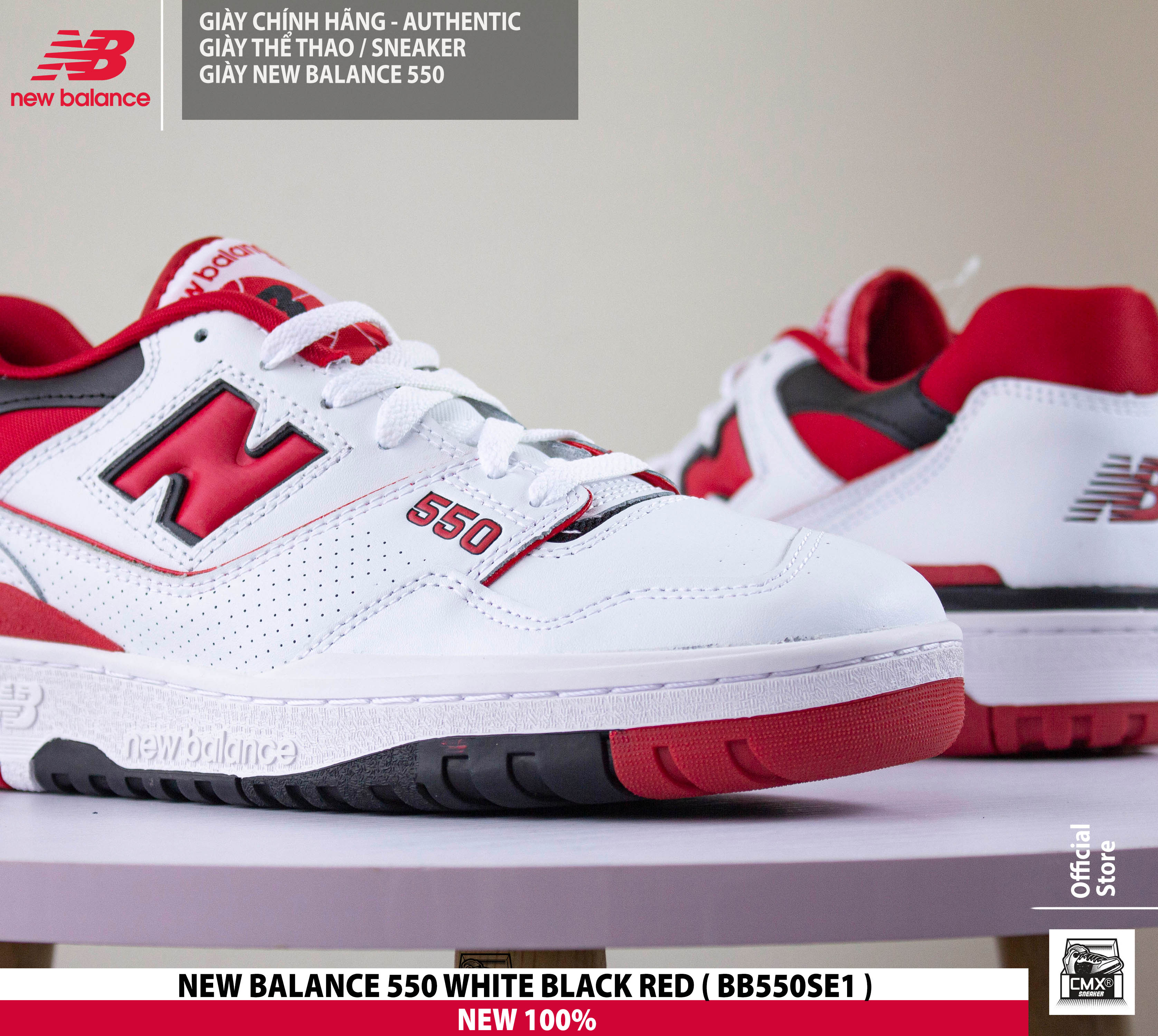 😘 [ HÀNG CHÍNH HÃNG CÓ SẴN ] Giày New Balance 550 WHITE BLACK RED ( BB550SE1 ) - AUTHENTIC 100%