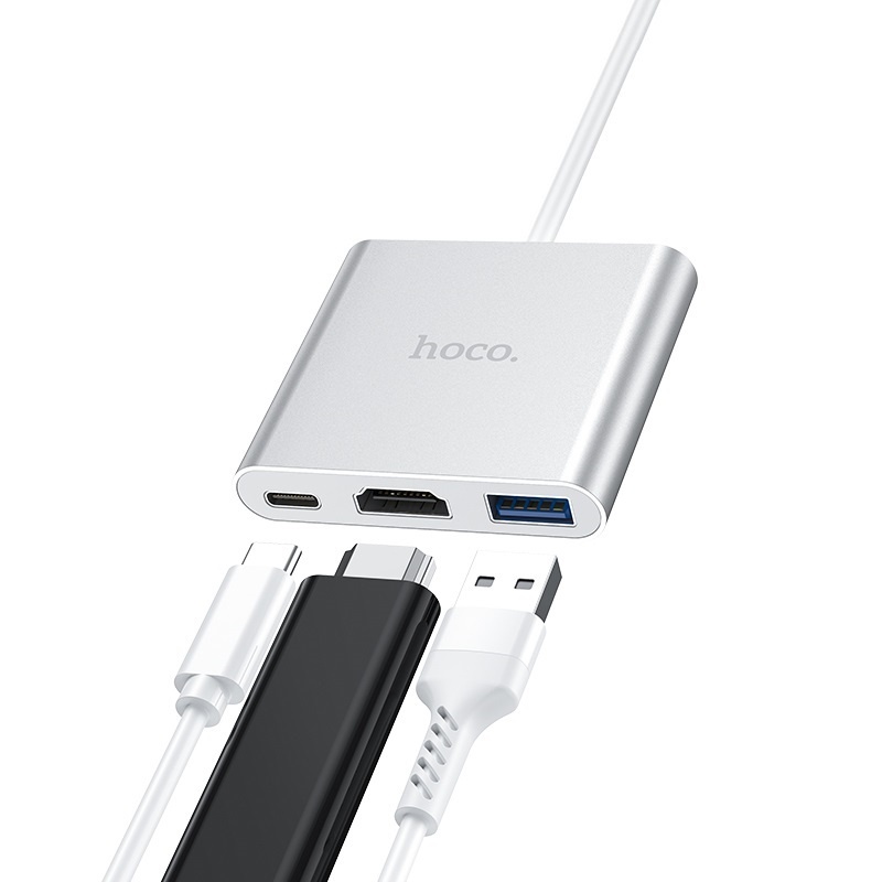 Hub chuyển type-c ra hdmi - usb - pd hoco hb14