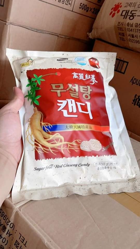KẸO SÂM HÀN QUỐC KHÔNG ĐƯỜNG, GÓI 500g