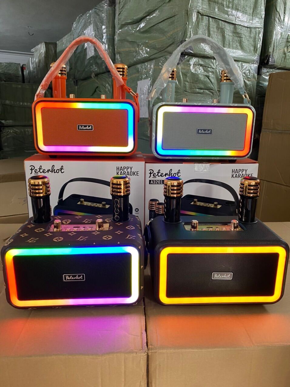 Loa Bluetooth Peterhot A3201 Karaoke kèm 2 micro không dây
