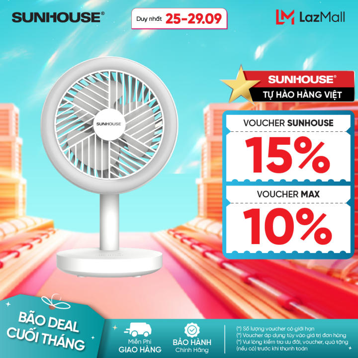 Quạt sạc mini Sunhouse SHD7114 – Pin sạc…