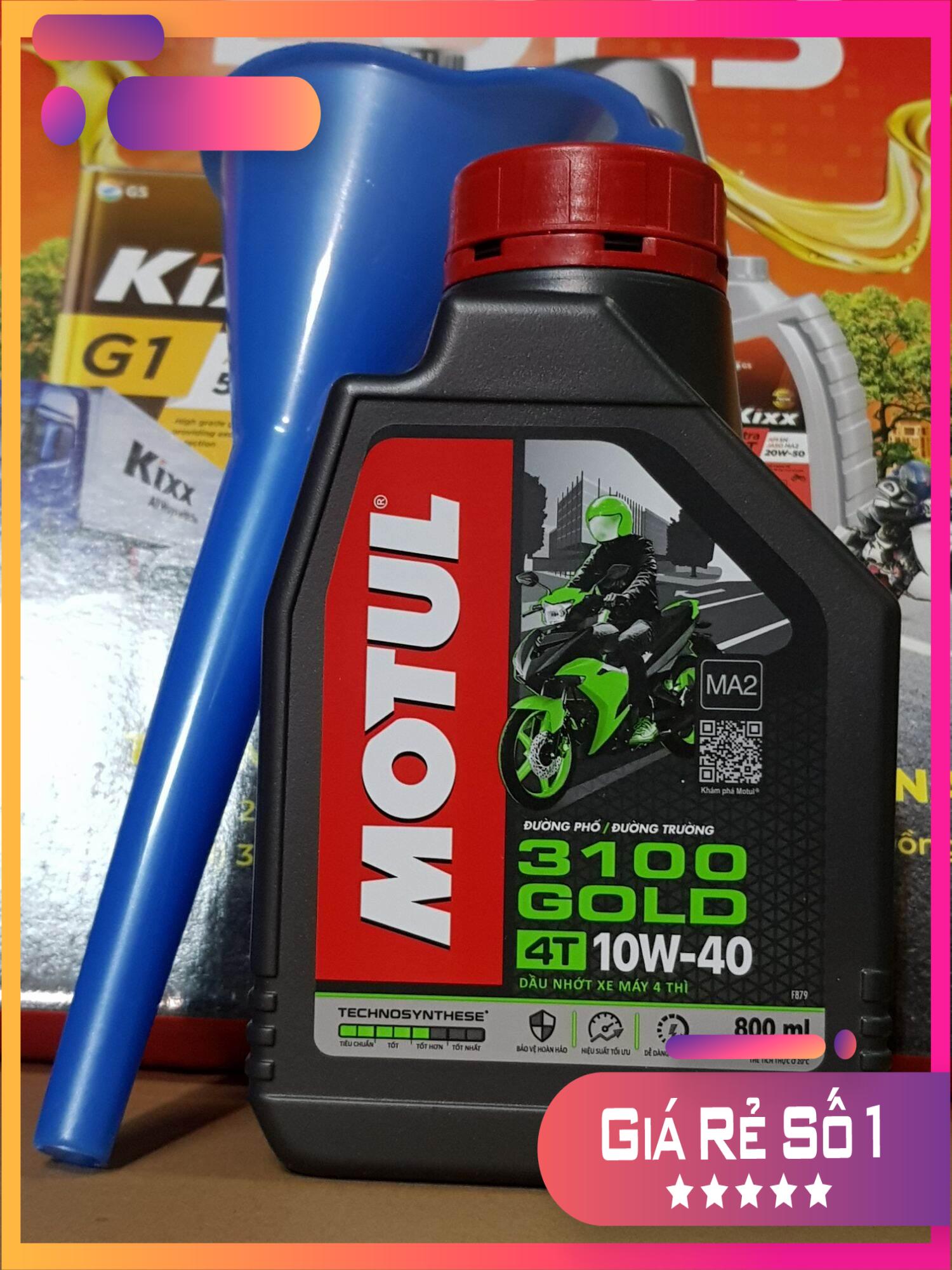 [MOTUL GOLD+PHỄU] Nhớt MOTUL 3100 GOLD 10W40 chai 800ml,Dầu nhớt cao cấp nhớt xe máy/xe côn tay motul 3100 10W40 chai 800ml giá rẻ