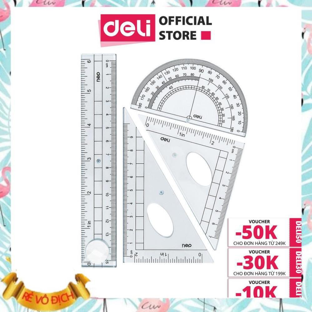 [Hàng chính hãng] Bộ dụng cụ học sinh Deli 4 dụng cụ/hộp - E9597