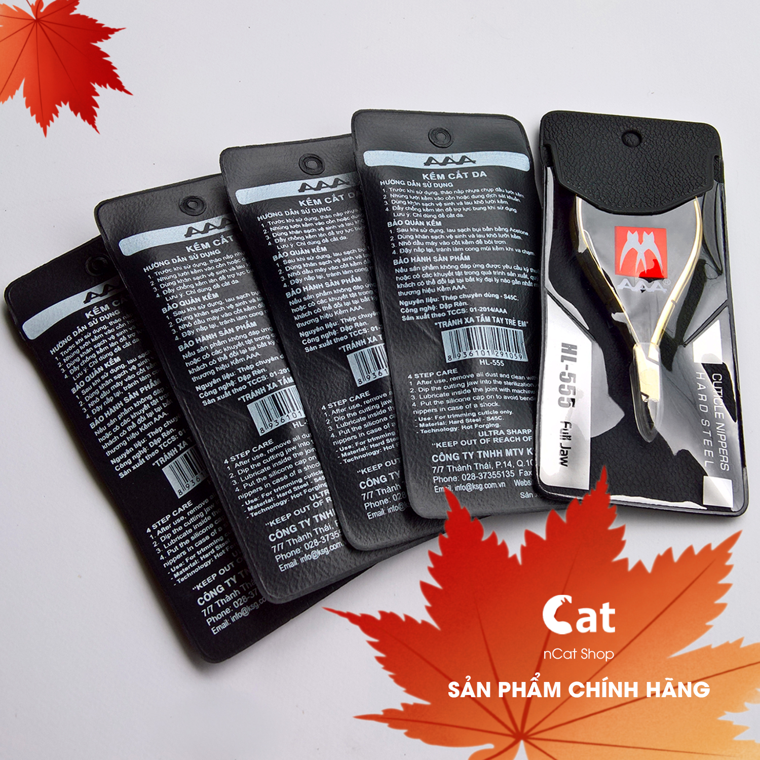 Kềm AAA HL555 - Combo 5 Cây - Kềm Cắt Da Mạ Vàng