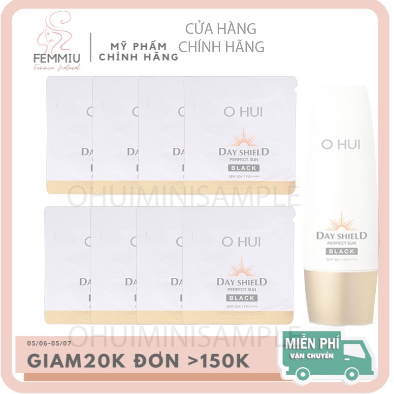 [Date 2023 MUA 10 TẶNG 1] Gói kem chống nắng OHUI Day Shield Perfect Sun Black  Nâng Tông dành cho da dầu 1ml Chính Hãng