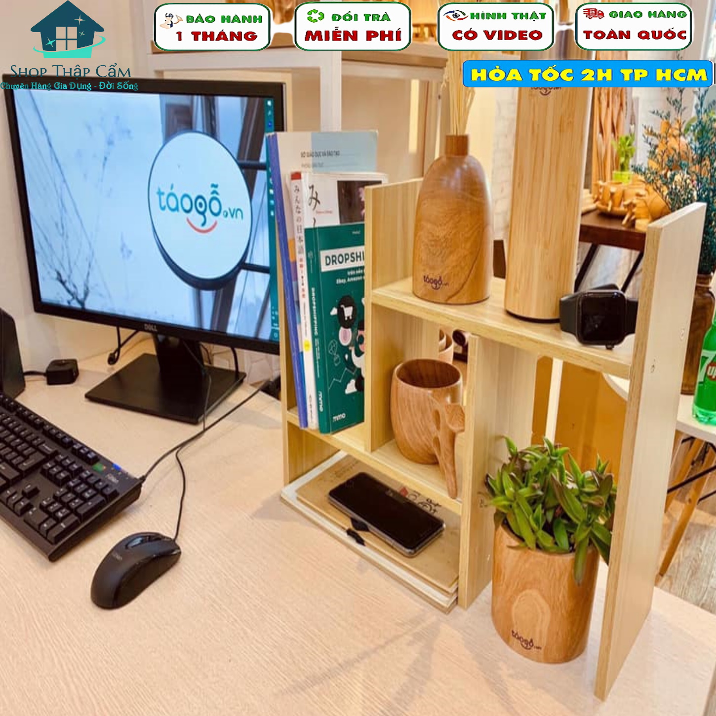 Kệ Sách Mini, Giá Để Sách, Tài Liệu Văn Phòng Trên Bàn Làm Việc Bằng Gỗ , Trang Trí Bàn Làm Việc Siêu Tiện Dụng