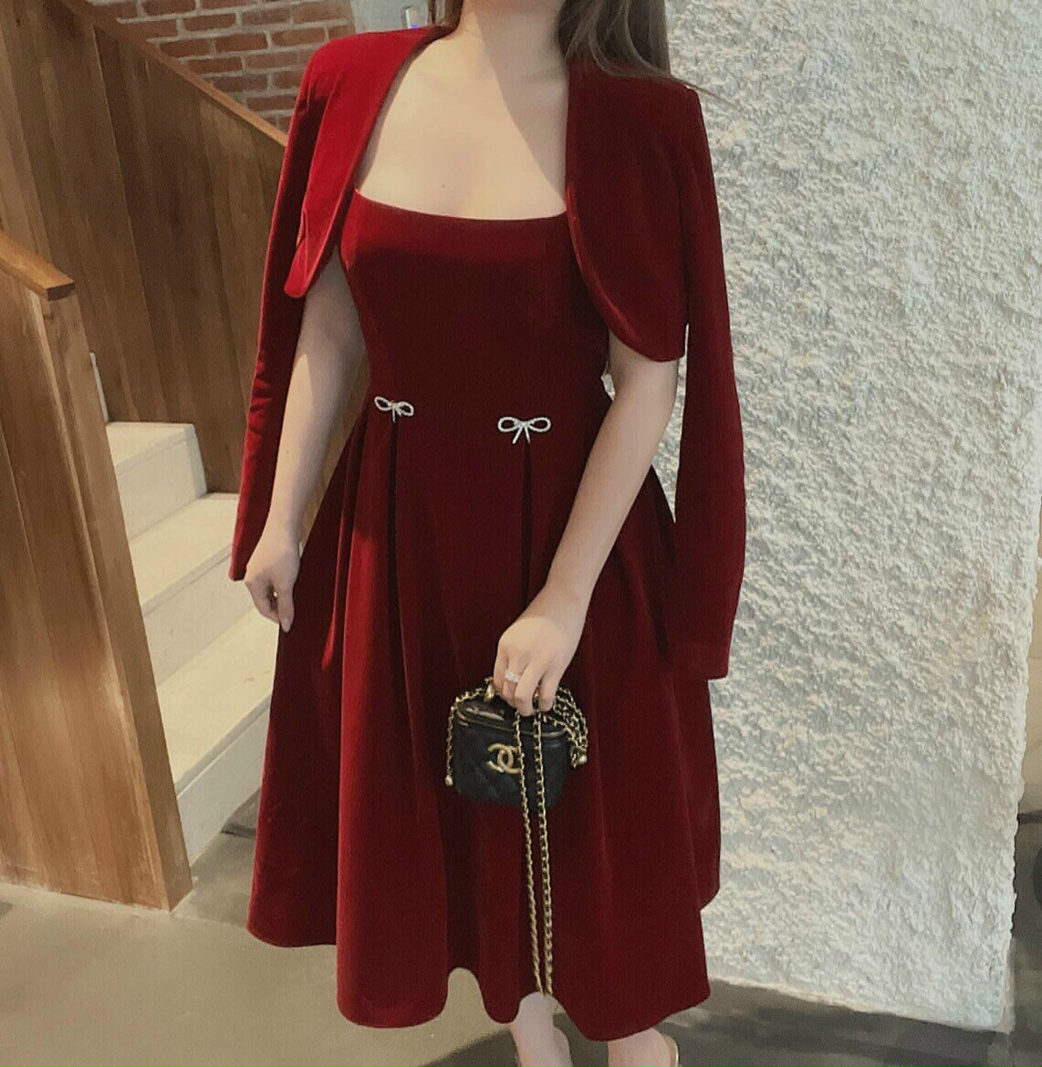 [one size dưới 54kg tùy chiều cao] đầm váy nữ sét 2 món váy & áo koacs kiểu siêu xinh