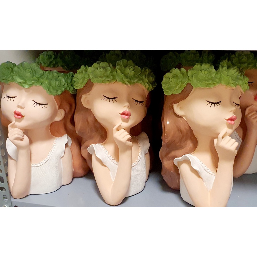 QUÀ TẶNG 20-11 Bình hoa trang trí lọ hoa decor hình cô gái cắm hoa babi khô, hoa tulip