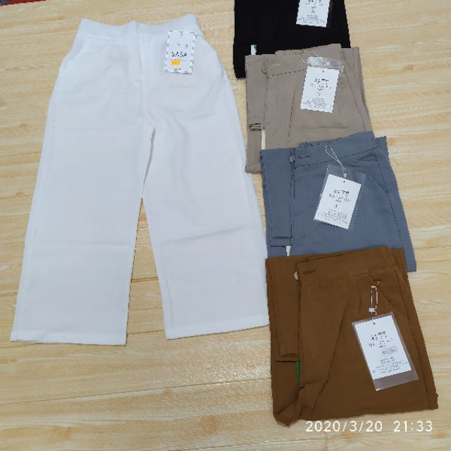 Quần culottes lửng khóa kéo