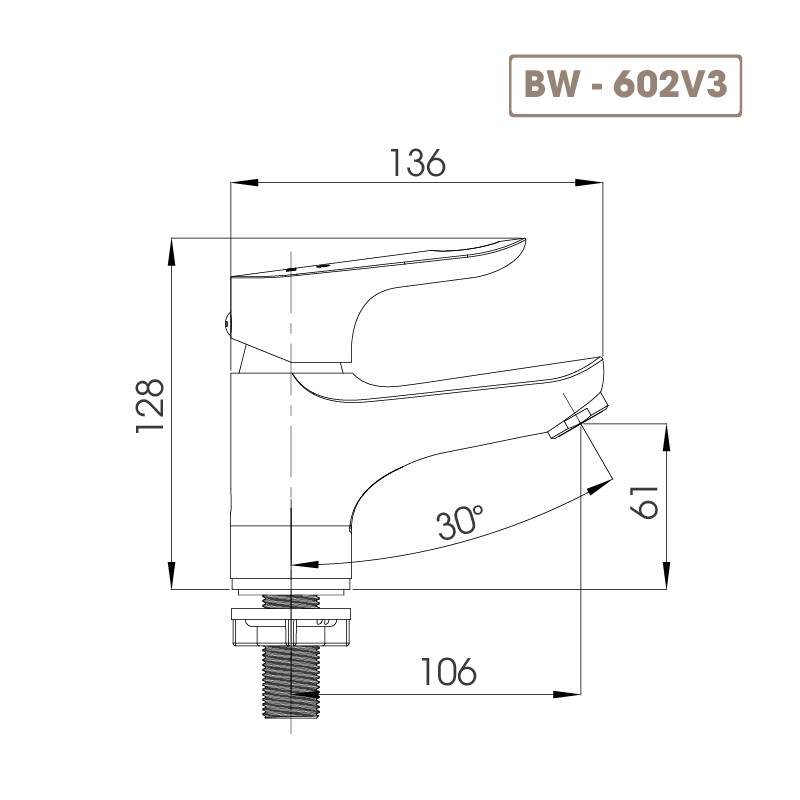 [ GIÁ SẬP SÀN ] Vòi chân kép Lavabo Nóng lạnh Basic BW 602V3 Đồng mạ (Tặng kèm bộ xả Lavabo)