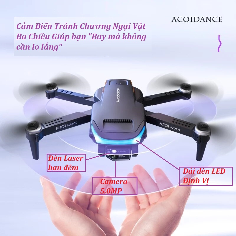 Flycam K101 MAX Drone 2 camera 4K trang bị cảm biến chống va chạm có định vị GPS ✔ Flycam mini giá rẻ cao cấp - Fly cam giá rẻ - Ply cam - Playcam - Máy bay flycam - Play camera HD quay phim chụp ảnh trên không