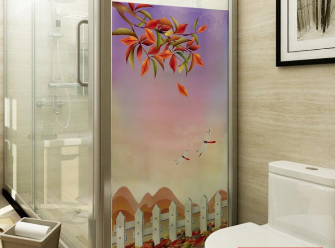 [HCM]Decal Dán Kính Cao Cấp - Cành lá rơi mùa Thu ( 60 X116 )-DK1009