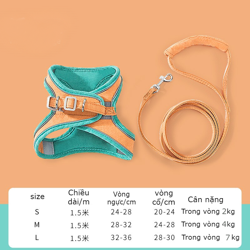 Dây dắt chó mèo kèm yếm chống đột quỵ [ Mookipet ]