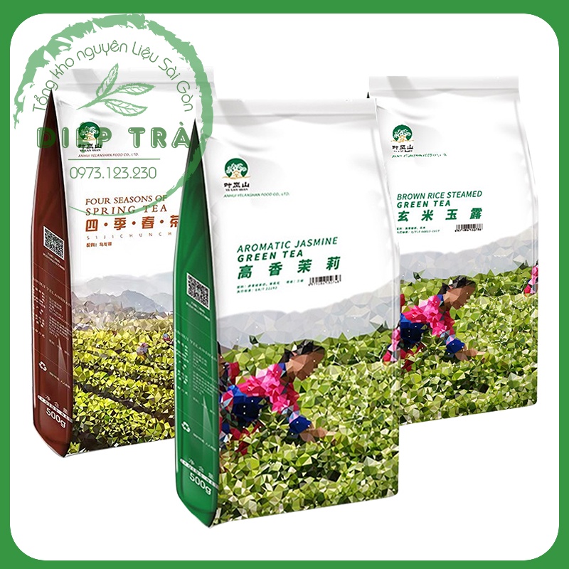 Tổng hợp Trà Yelanshan 500gr (Trà xanh nhài/OOlong tứ quý/Trà kiều mạch-gạo lứt)