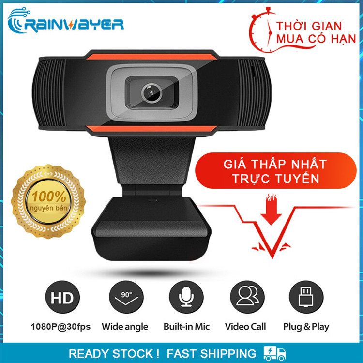 Webcam rainwayer webcam usb full hd 1080p có micrô webcam xoay cuộc gọi video cắm và phát usb cho máy vi tính máy tính để bàn game thủ webcast