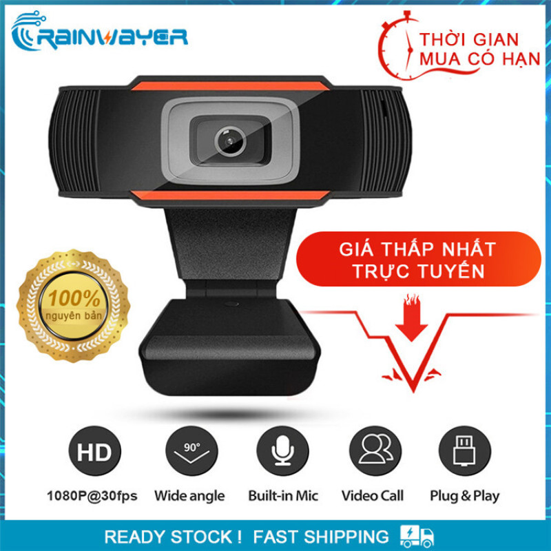 Webcam Rainwayer WebCam USB Full HD 1080P Có Micrô Webcam Xoay Cuộc Gọi Video Cắm Và Phát USB Cho Máy Vi Tính Máy Tính Để Bàn Game Thủ Webcast