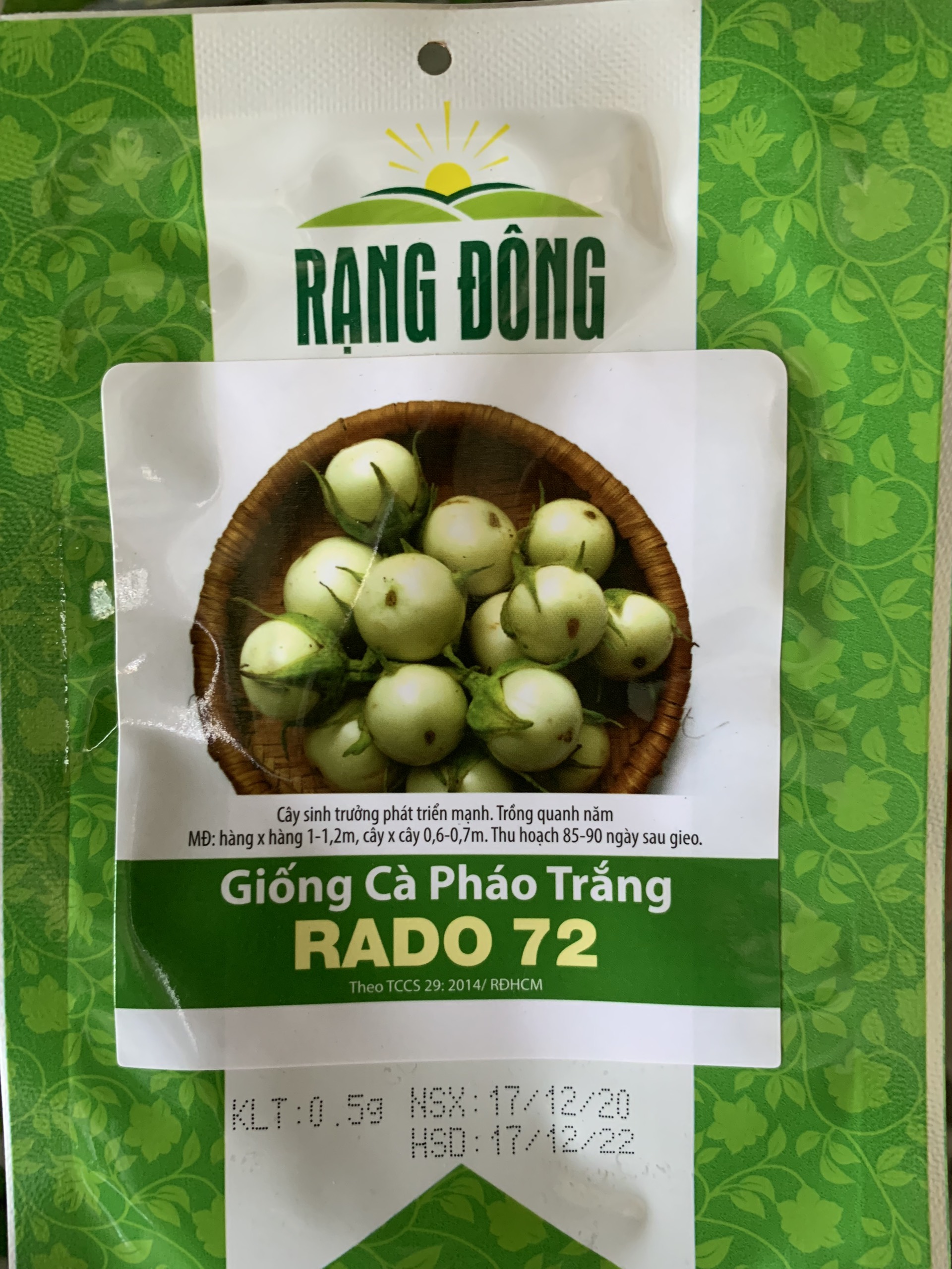 Hạt Giống Cà Pháo Trắng Gói 0.5gr - RADO 72