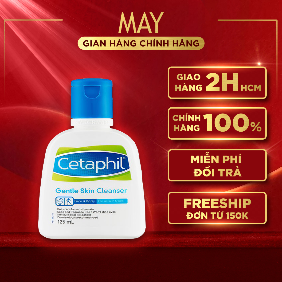 [HCM]SỮA RỬA MẶT CETAPHIL Làm Sạch Dịu Nhẹ cho Da Nhạy Cảm Skin Cleanser 500ml/250ml - MAY Cosmetics & Skincare