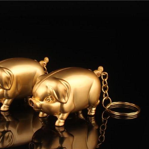 Bật Lửa Móc Khóa Gas thường hình HEO VÀNG may mắn