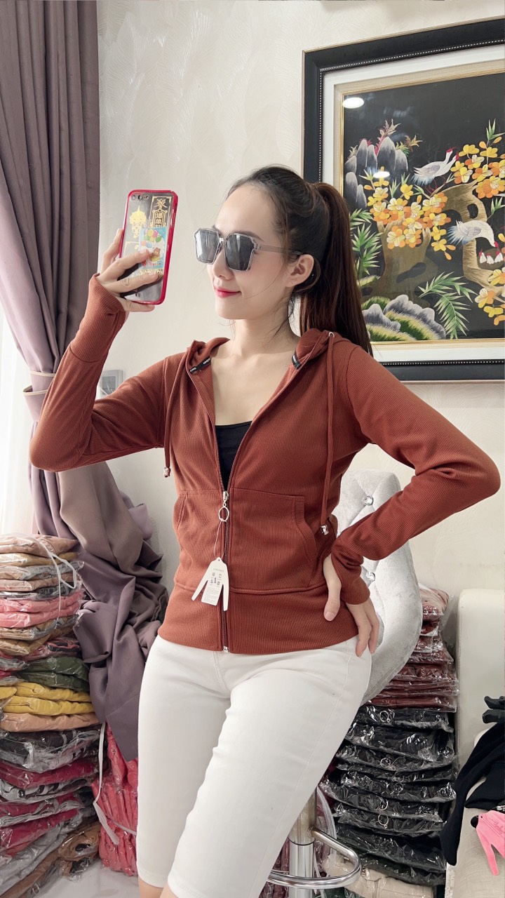 Áo khoác thun gân cao cấp hàng quảng châu phối chữ gelin trên nón