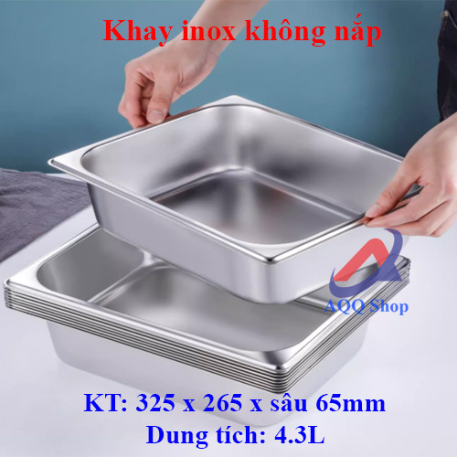 Khay buffet inox có nắp-đựng thức ăn buffet - topping - thực phẩm