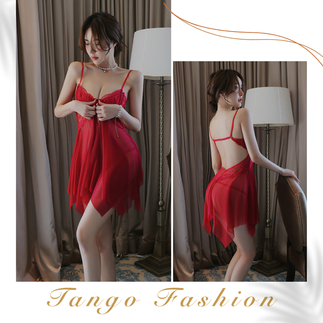 Váy Ngủ Voan Ngực Phối Ren Xẻ Tà [TANGO FASHION]