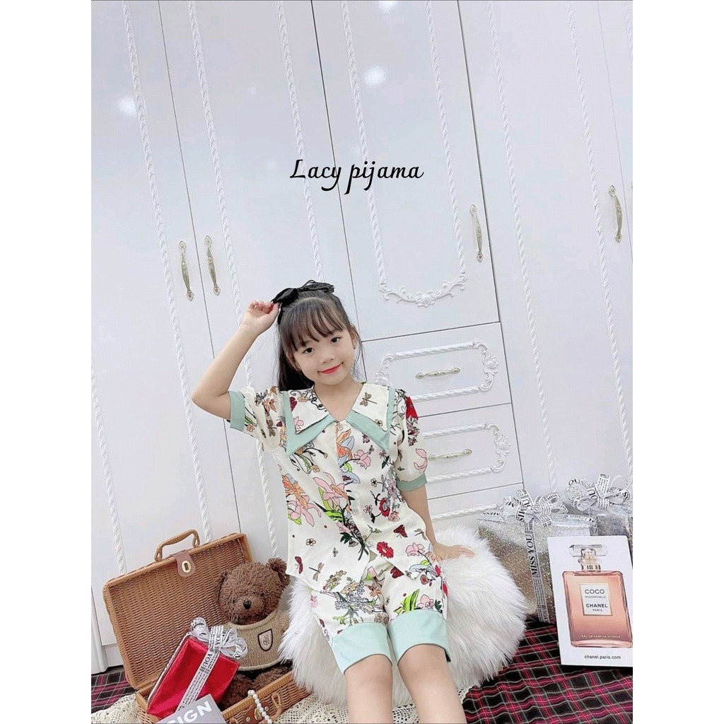SIZE DẠI 22- 40KG: Bộ pijama lụa đại hè 2 chất lụa mango cực thích cho bé gái - BPLDH2