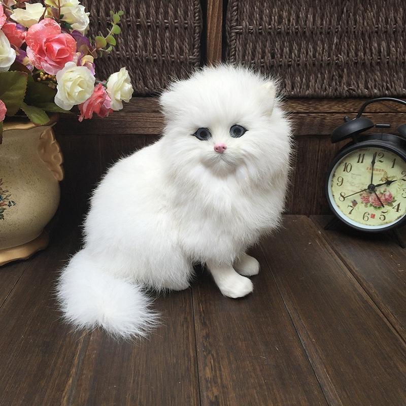 Realistic Cute Simulation Stuffed Plush White Persian Cats Toys 