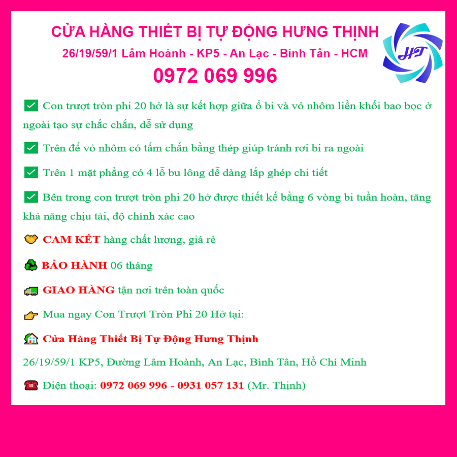Con Trượt Tròn Phi 20 Hở