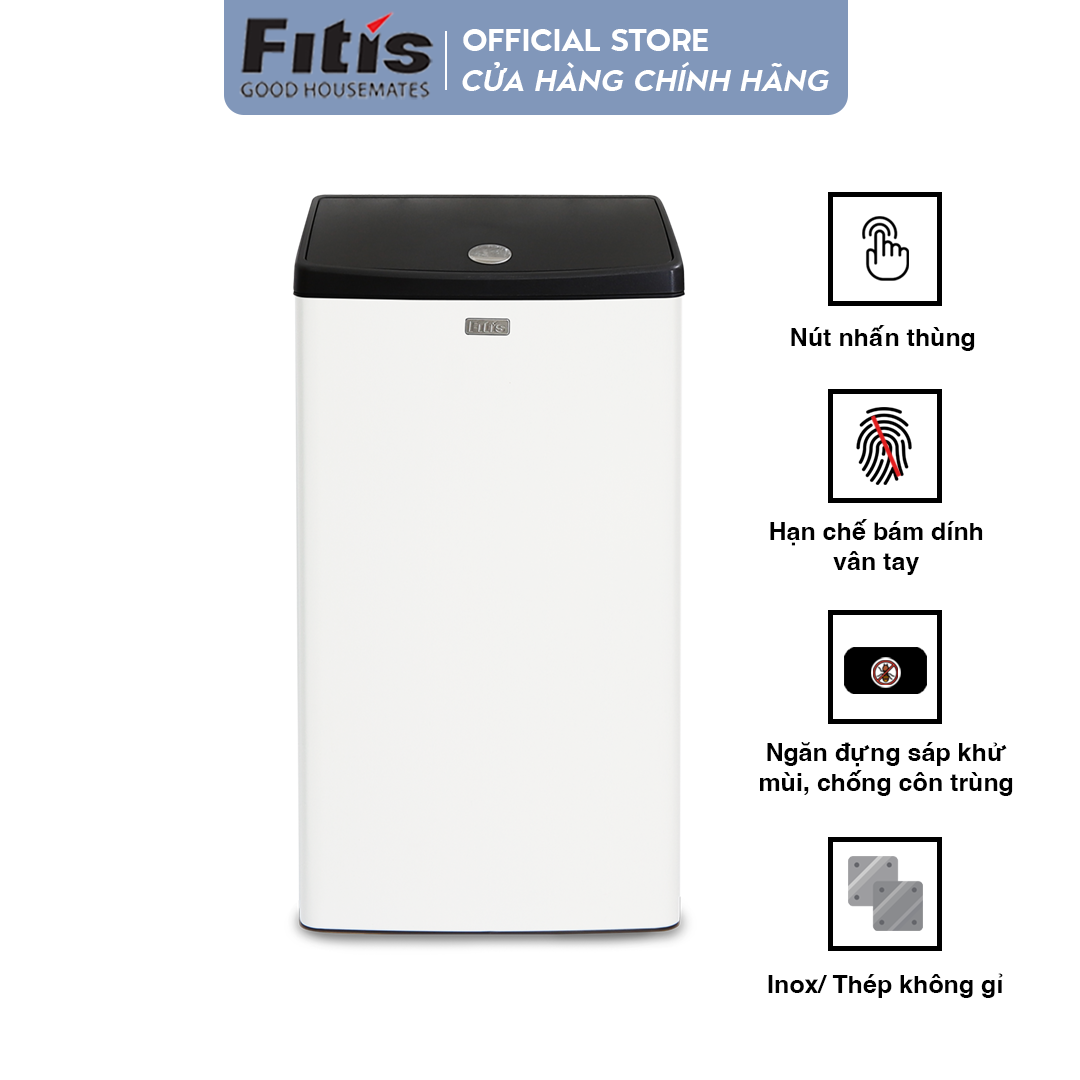 Thùng Rác Fitis Mega - Vuông Nhấn Cao (40L)