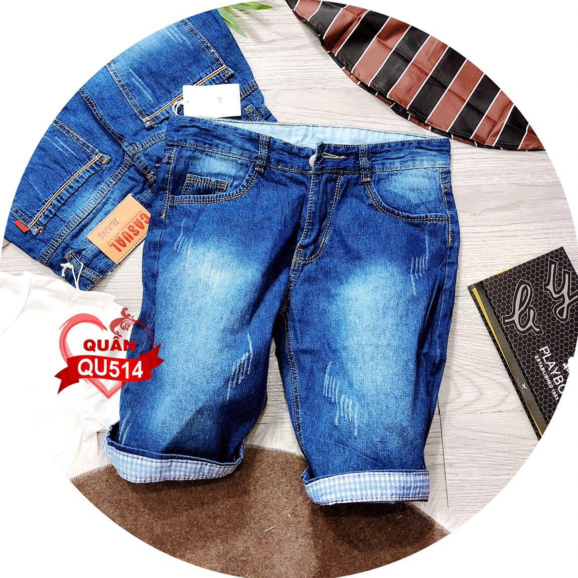 Quần short jean nam chất bò ngắn cao cấp