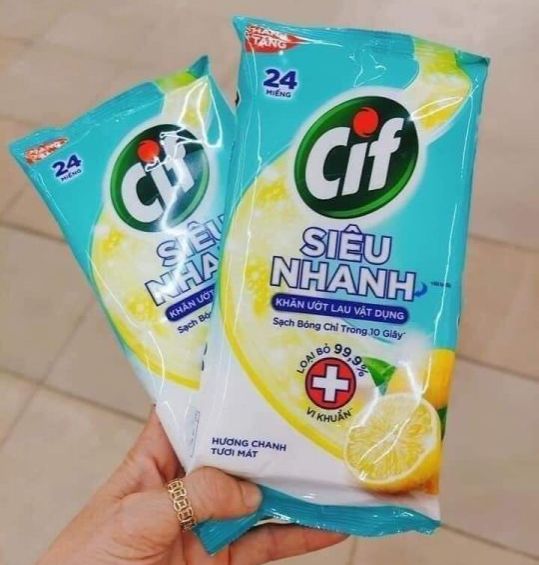 Khăn Ướt Lau Vật Dụng Cif Siêu Nhanh ( 24 miếng/ gói)