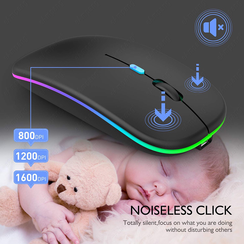Wireless Mouse For Laptop PC Bluetooth RGB Rechargeable Mouses Wireless Computer Silent Mice LED Backlit Ergonomic Gaming Mouse
