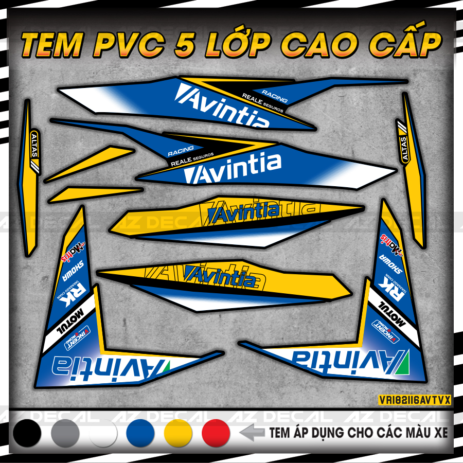 Tem Rời Xe Vario 150 Năm 2017-2021 Mẫu Avintia | VR182116 | Decal Chế Chất Liệu PVC, Cắt Khuôn Sẵn, Chống Thấm Nước - Azdecal