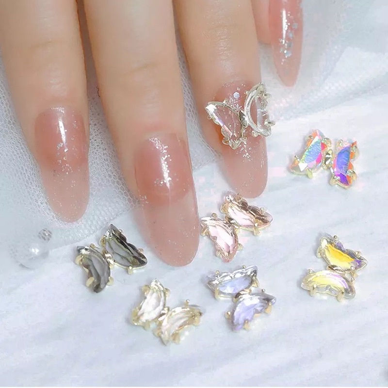 Charm bướm đá đính móng trang trí nail