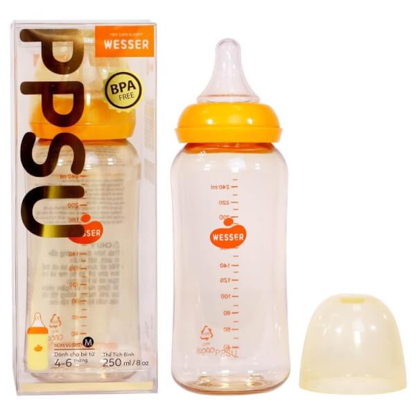Bình Sữa Cổ Hẹp Cao Cấp PPSU WESSER (60ML - 140ML - 250ML)